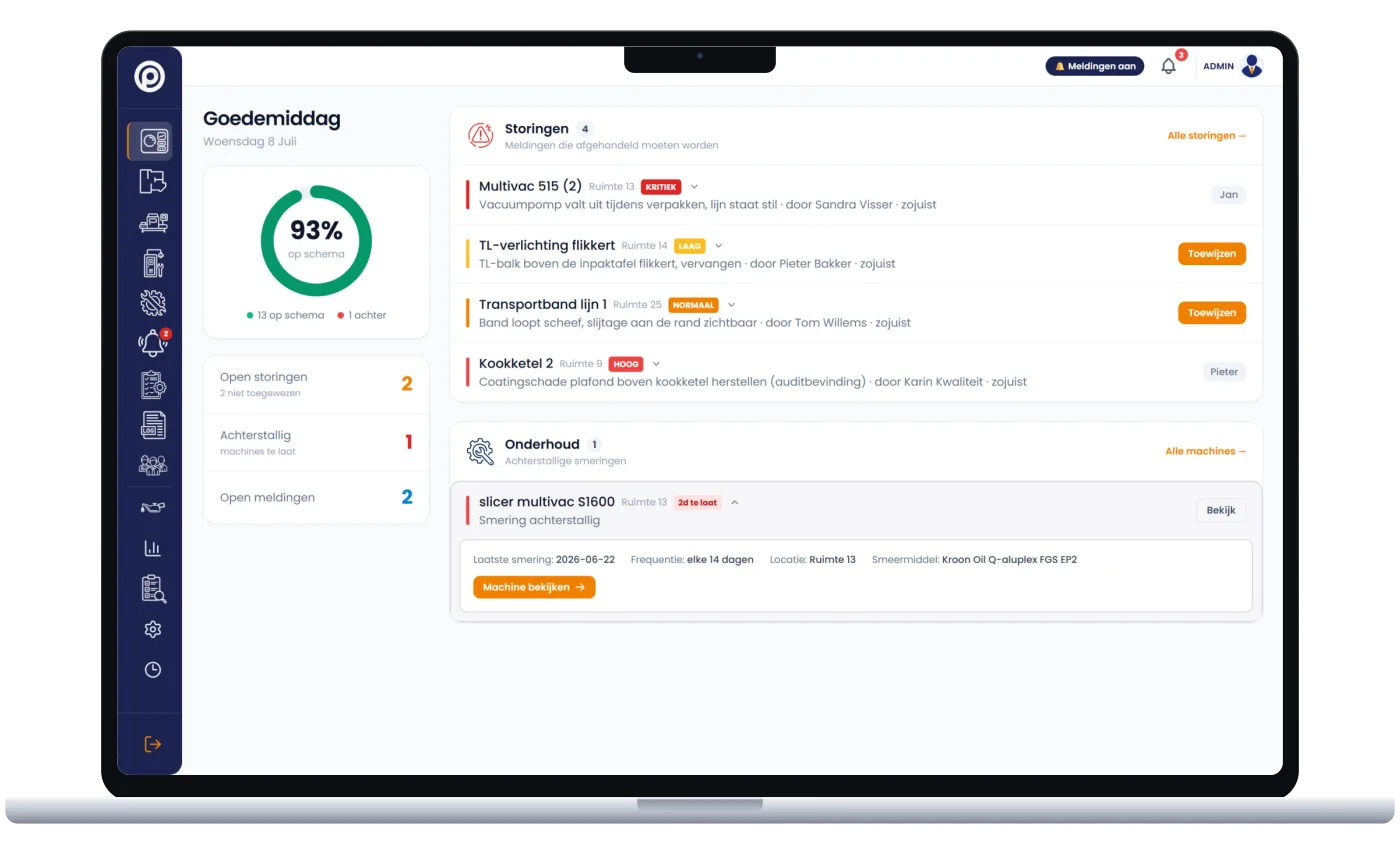 Operato admin-dashboard op een laptop